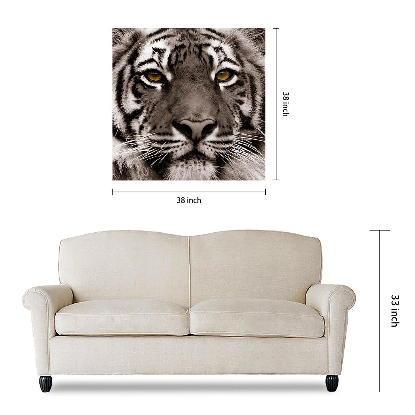 Empire Art Direct Eye of the Tiger Frameless Free Floating Tempered Glass Panel Graphic Wall Art, 38" x 38" x 0.2", Ready to Hang