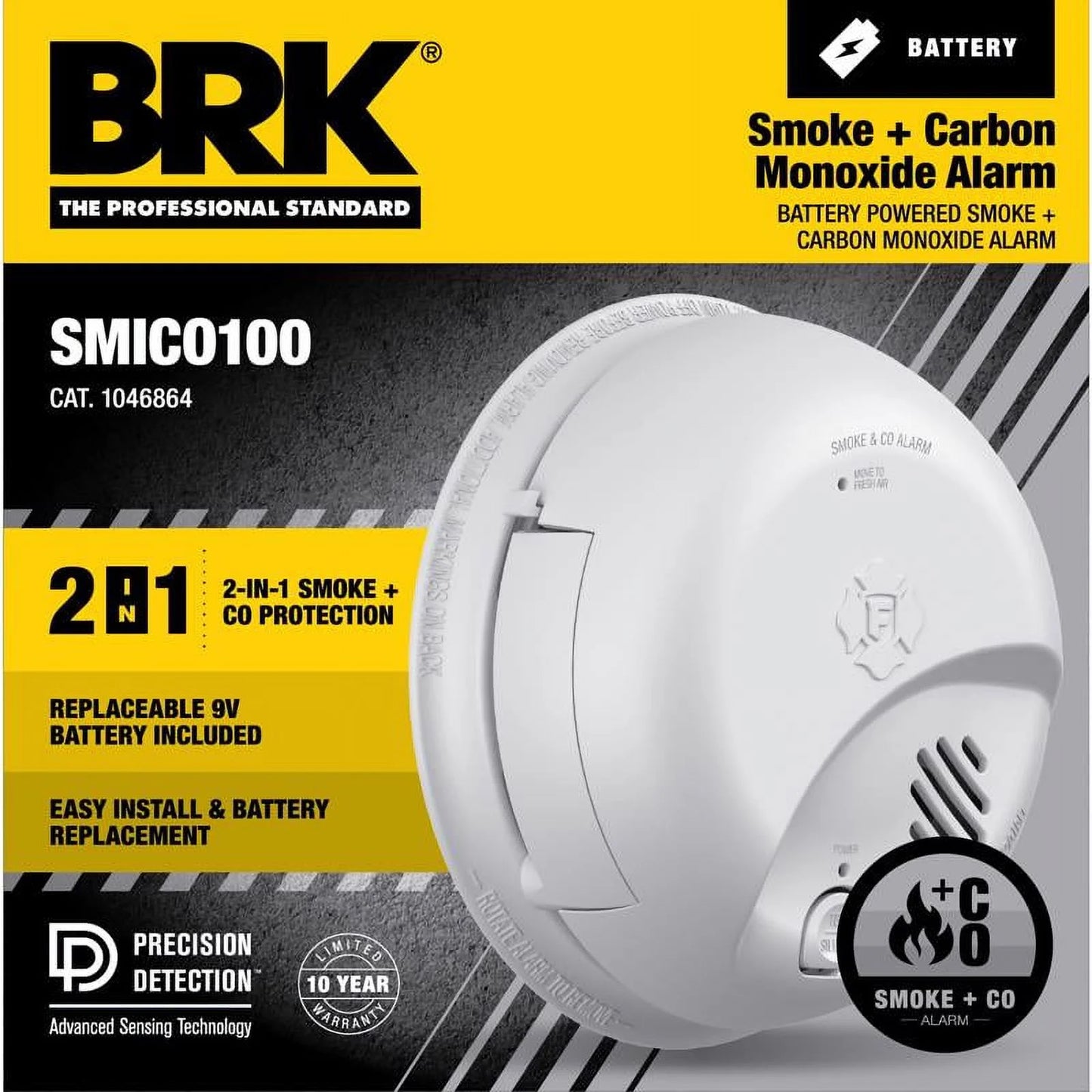 BRK Battery-Powered Ionization Sizemoke and Carbon Monoxide Detector