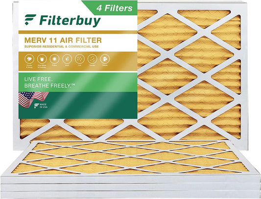 Filterbuy 14x36x1 MERV 11 Pleated HVAC AC Furnace Air Filters (4-Pack)