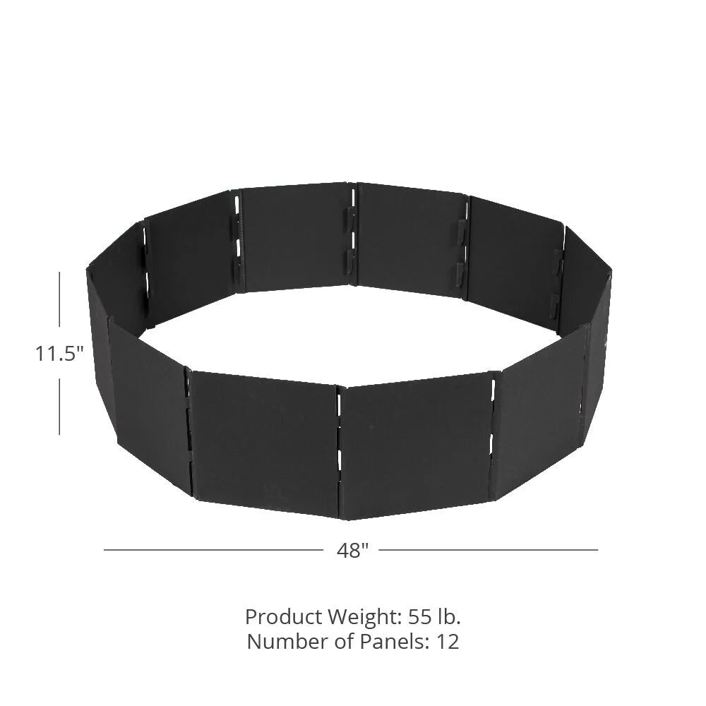 Titan Great Outdoors Heavy Sizeteel 48in Campfire Pit Ring, 12 Panels, Portable Collapsible design, Easy to Transport, Campfires and Bonfires