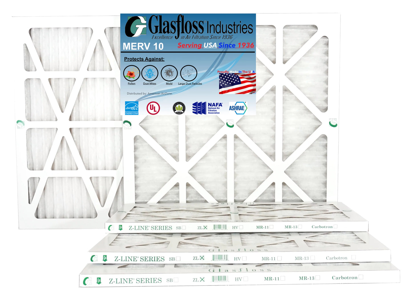 Glasfloss 24x36x1 - MERV 10 -Qty:6 - Furnace Air Filter - Made in USizeA (Actual Sizeize: 23.5 x 35.5x7/8 inch)