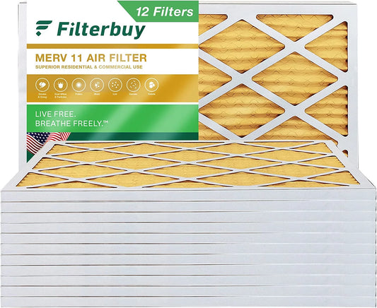 Filterbuy 10x32x1 MERV 11 Pleated HVAC AC Furnace Air Filters (12-Pack)