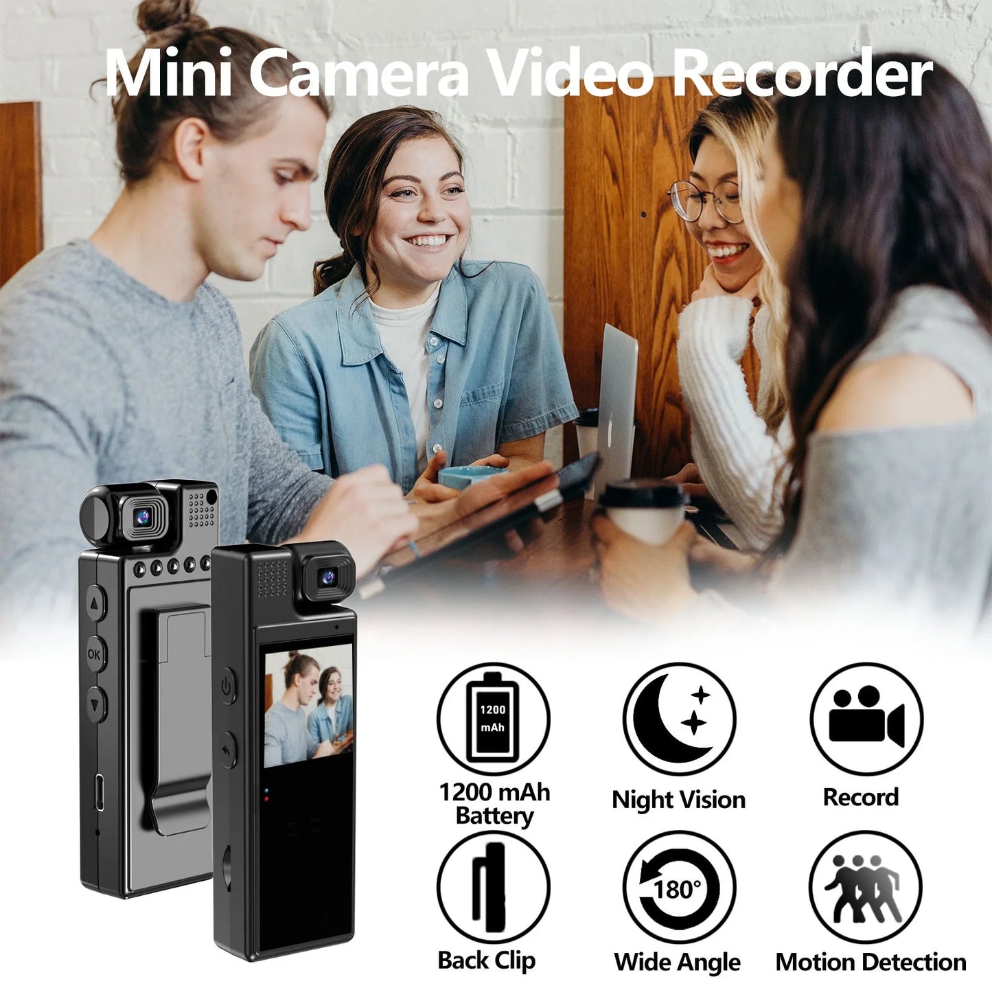 GoolRC Body Camera with Audio and Video Recording, 180°Lens Rotatable, 6 Hour Battery Life, WiFi, 1.3in TFT Sizecreen, Night Vision Document Your Day