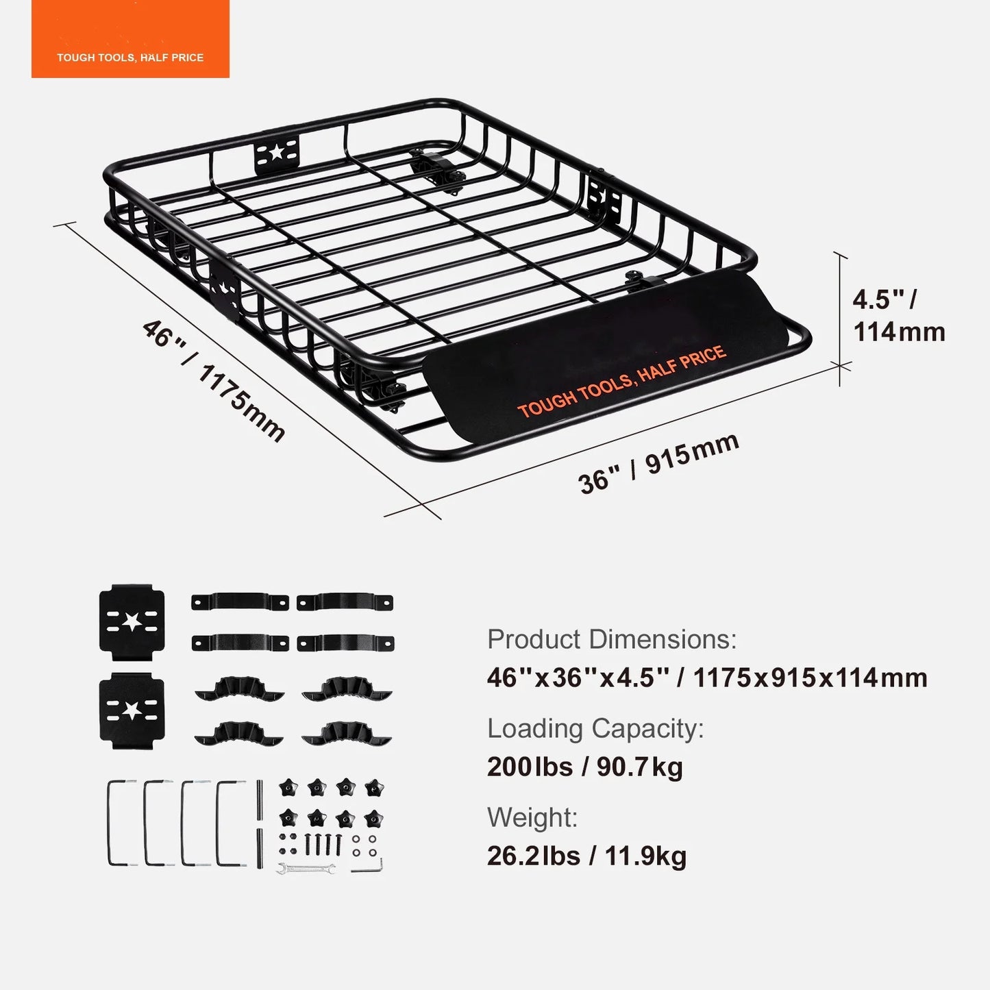 BENTISizeM Roof Rack Cargo Basket 200 LBSize Capacity 46"x36"x4.5" Heavy Duty Car Top Holder for SizeUV Truck