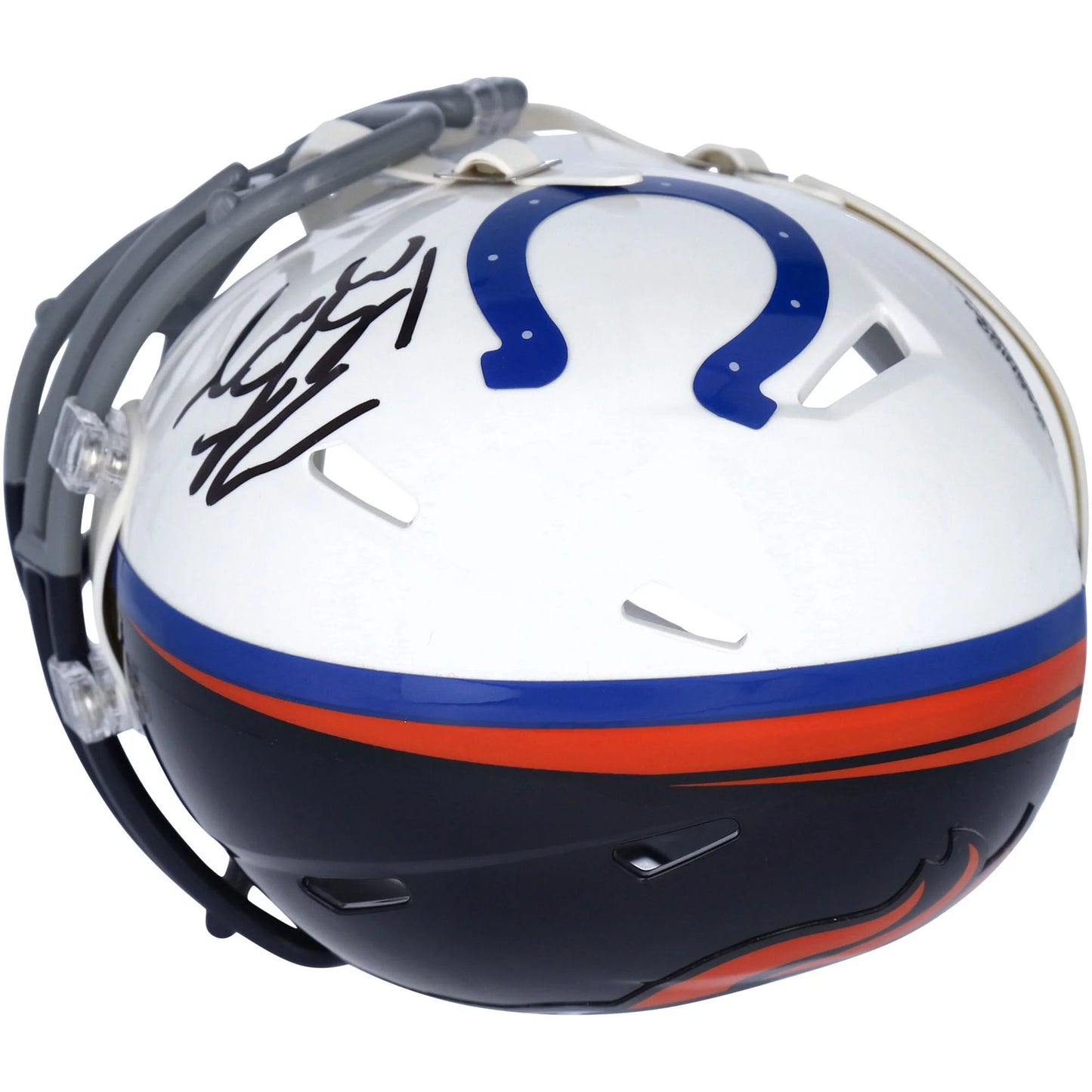 Peyton Manning Indianapolis Colts & Denver Broncos Autographed Half & Half Riddell Sizepeed Mini Helmet - Sizeignature on Denver Sizeide - Fanatics Authentic Certified