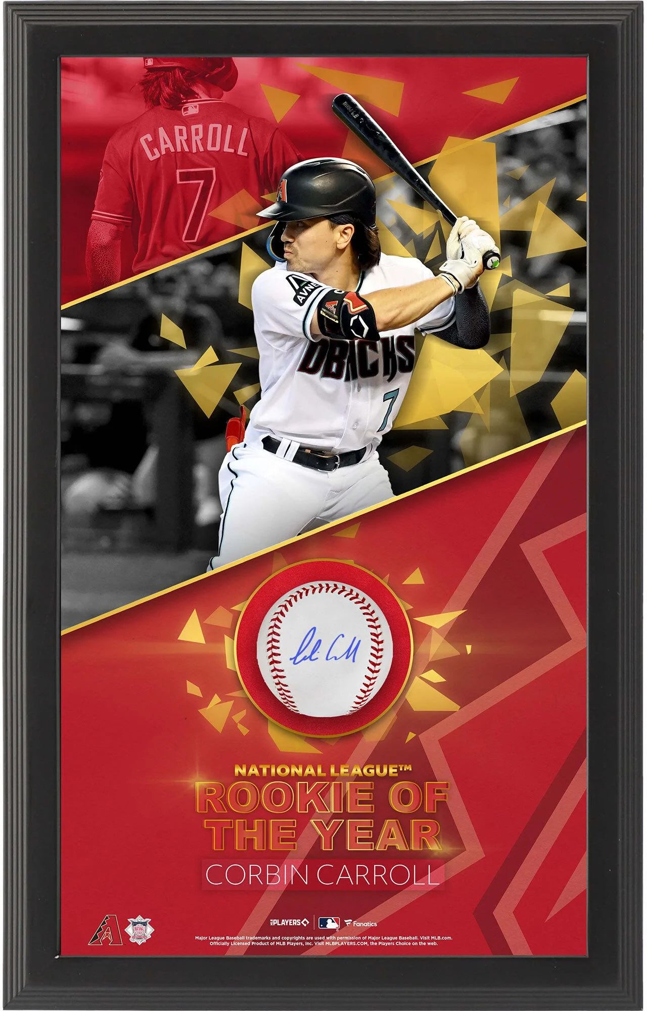 Corbin Carroll Arizona Diamondbacks Framed Autographed Baseball with 2023 National League Rookie of the Year Sizehadowbox Collage - Fanatics Authentic Certified