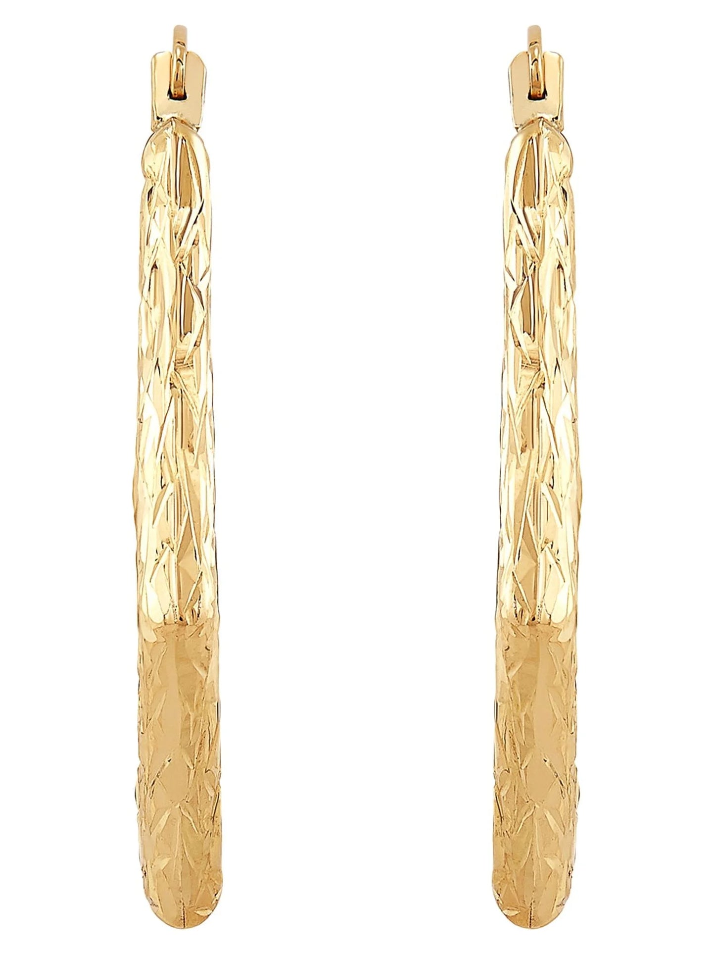 Brilliance Fine Jewelry 10K Yellow Gold Hollow Round Knife Edge Hoops Earrings