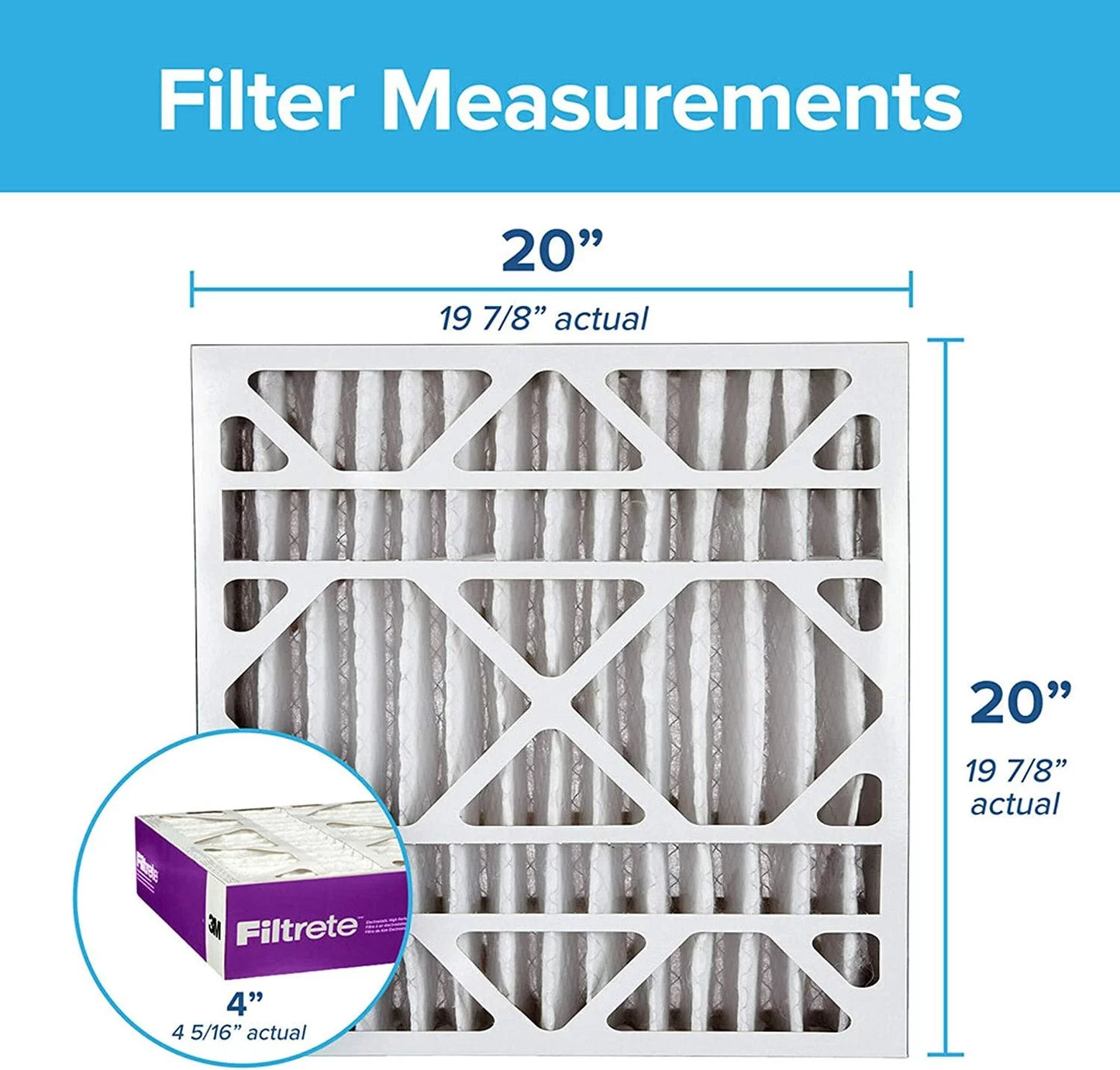 Filtrete 20x20x4 AC Furnace Air Filter, MPR 1550 MERV 12, Healthy Living Ultra Allergen Deep Pleat, 2-Pack, Fits Lennox & Honeywell Devices Exact Dimensions 19.88 x 19.88 x 4.31