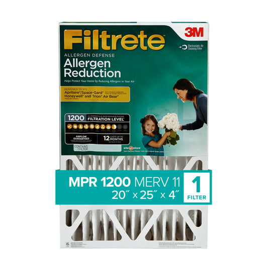 Filtrete 20x25x4 Air Filter, MPR 1200 MERV 11, Allergen Reduction Deep Pleat, 1 Filter