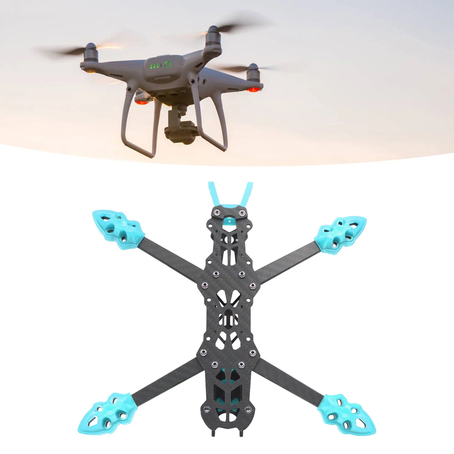 Buumin FPV Racing Drone Frame Professional 225mm Wheelbase Carbon Fiber Quadcopter Frame for RC Drone Accessories Blue