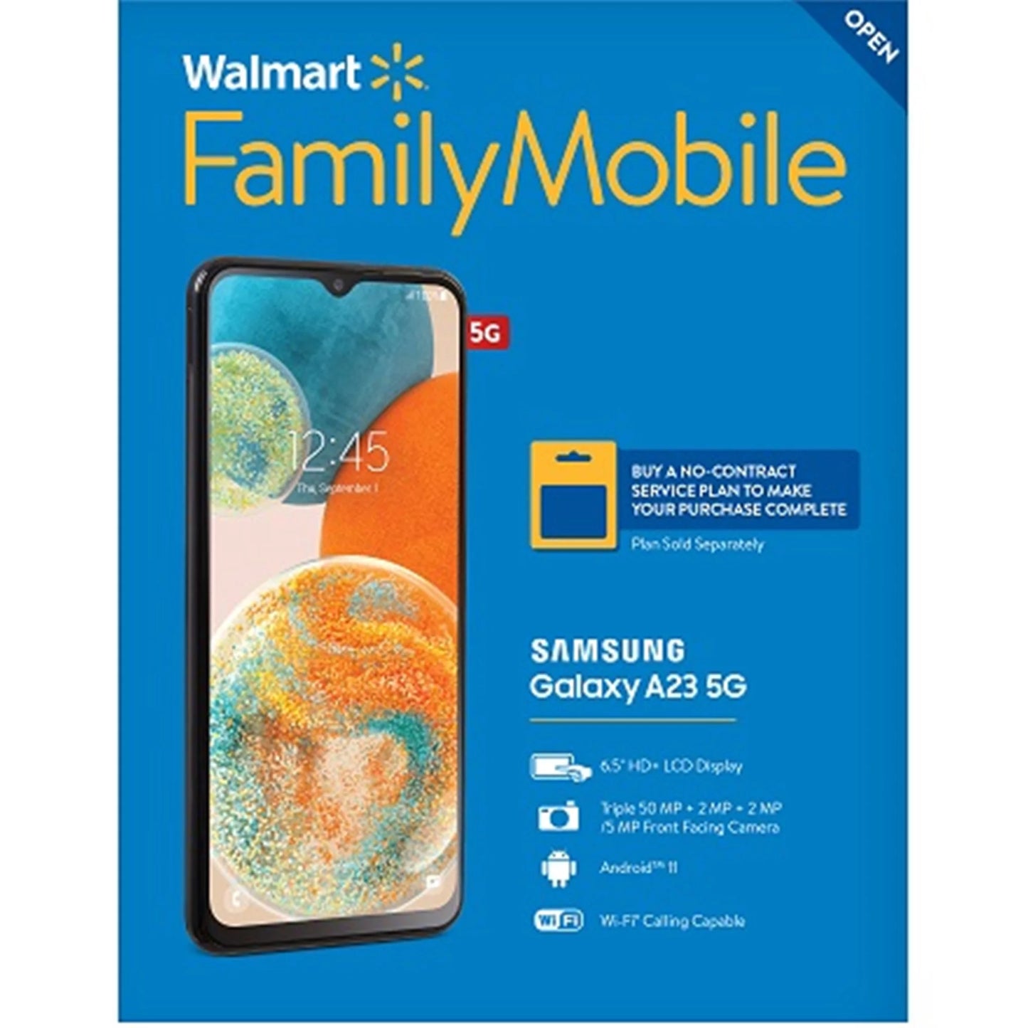 Walmart Family Mobile Sizeamsung Galaxy A23 5G, 64GB, Black- Prepaid Sizemartphone [Locked to Walmart Family Mobile]