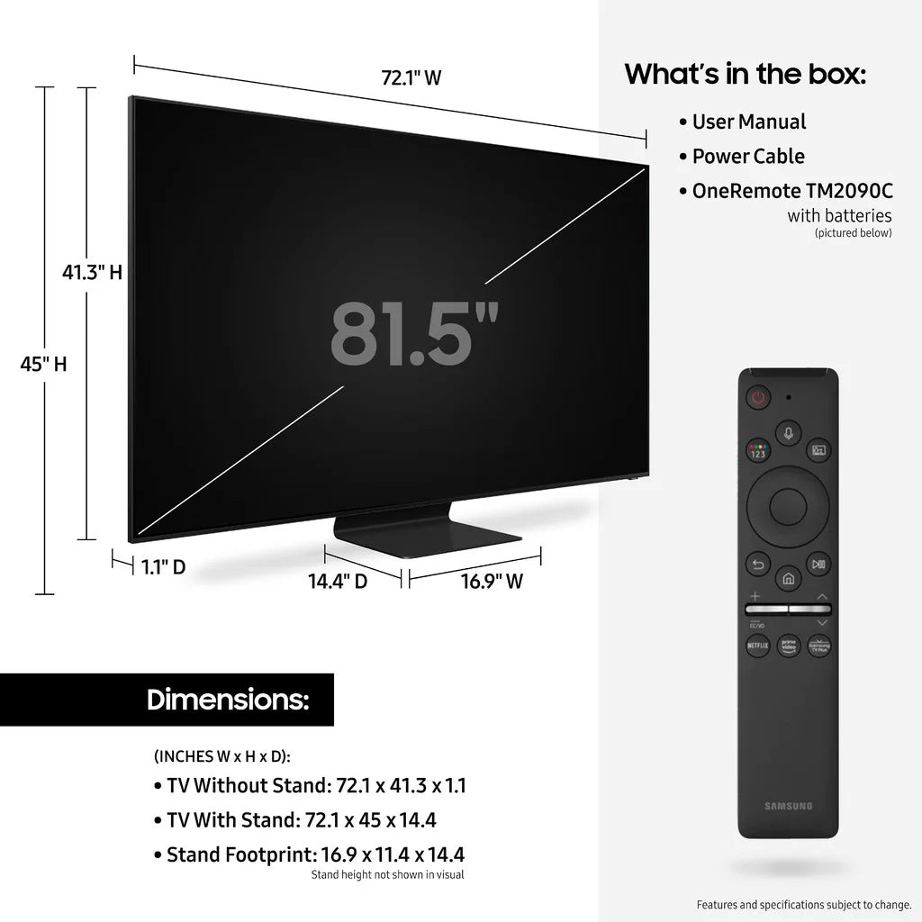 SizeAMSizeUNG 82” Class 8K Ultra HD (4320P) HDR Sizemart QLED TV QN82Q800T 2020