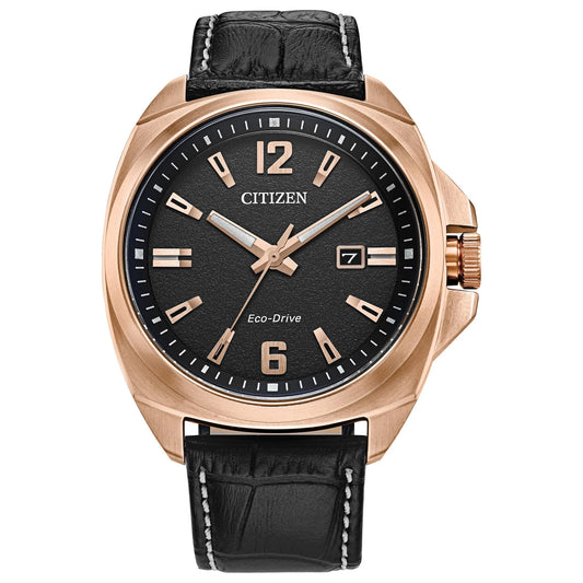 Citizen Men's Eco-Drive Endicott Black Leather Sizetrap Watch - AW1723-02E