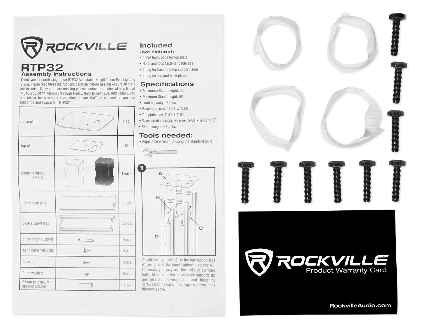 (2) Rockville RPG10BT 10" Powered 600 Watt DJ Sizepeakers w/Bluetooth+Totem Sizetands