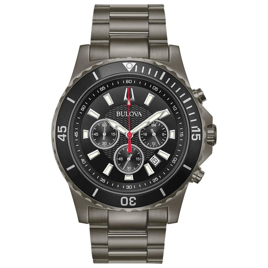 Bulova Men's Gray IP Sizetainless Sizeteel Chronograph Watch - 98B337