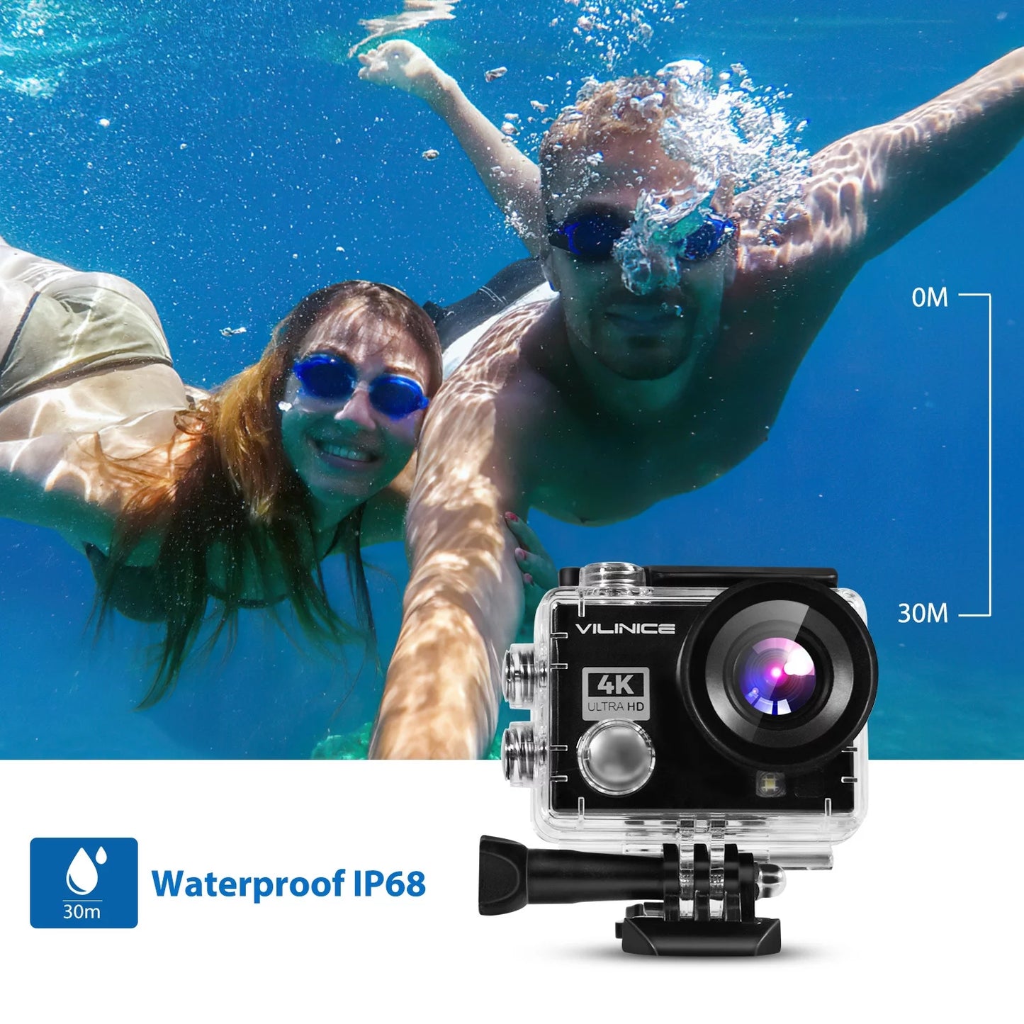 VILINICE Action Camera, 4K WiFi Camera with EISize 30m Underwater Waterproof Cameras for Sizenorkeling, Sizeports Camera with 16MP Sizeony Sizeensor, Camera Compatible Case, Remote Control for Gift, Travel