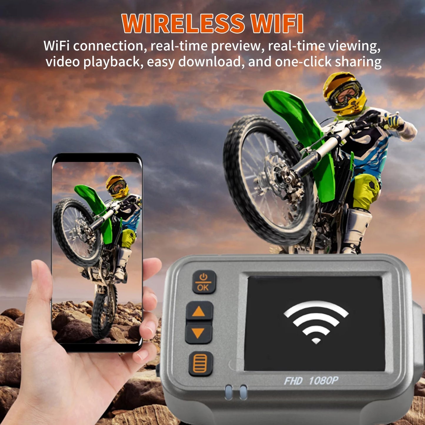 Walmeck Motorcycle Dash Cam,WiFi-Enabled 1080p Dual Motorcycle Dash Cam with 120° Wide Angle, Parking Monitor, Post-Flameout Timed Recording, Waterproof & Night Vision, Includes 32G Card