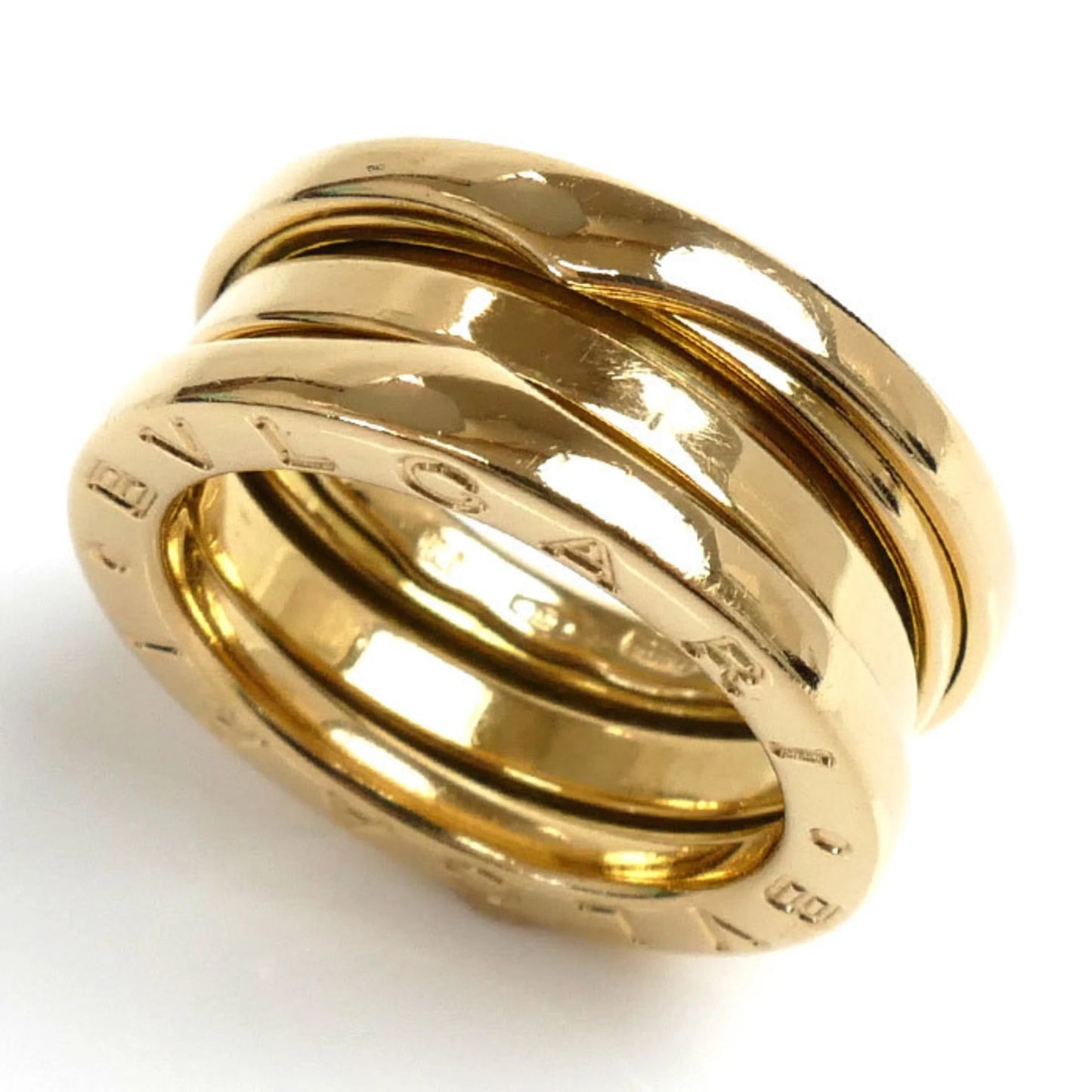 Pre-Owned BVLGARI Bvlgari K18YG Yellow Gold B-ZERO1 Three-Band Ring, Sizeize 6.5, 47, 7.7g, Women's (Good)