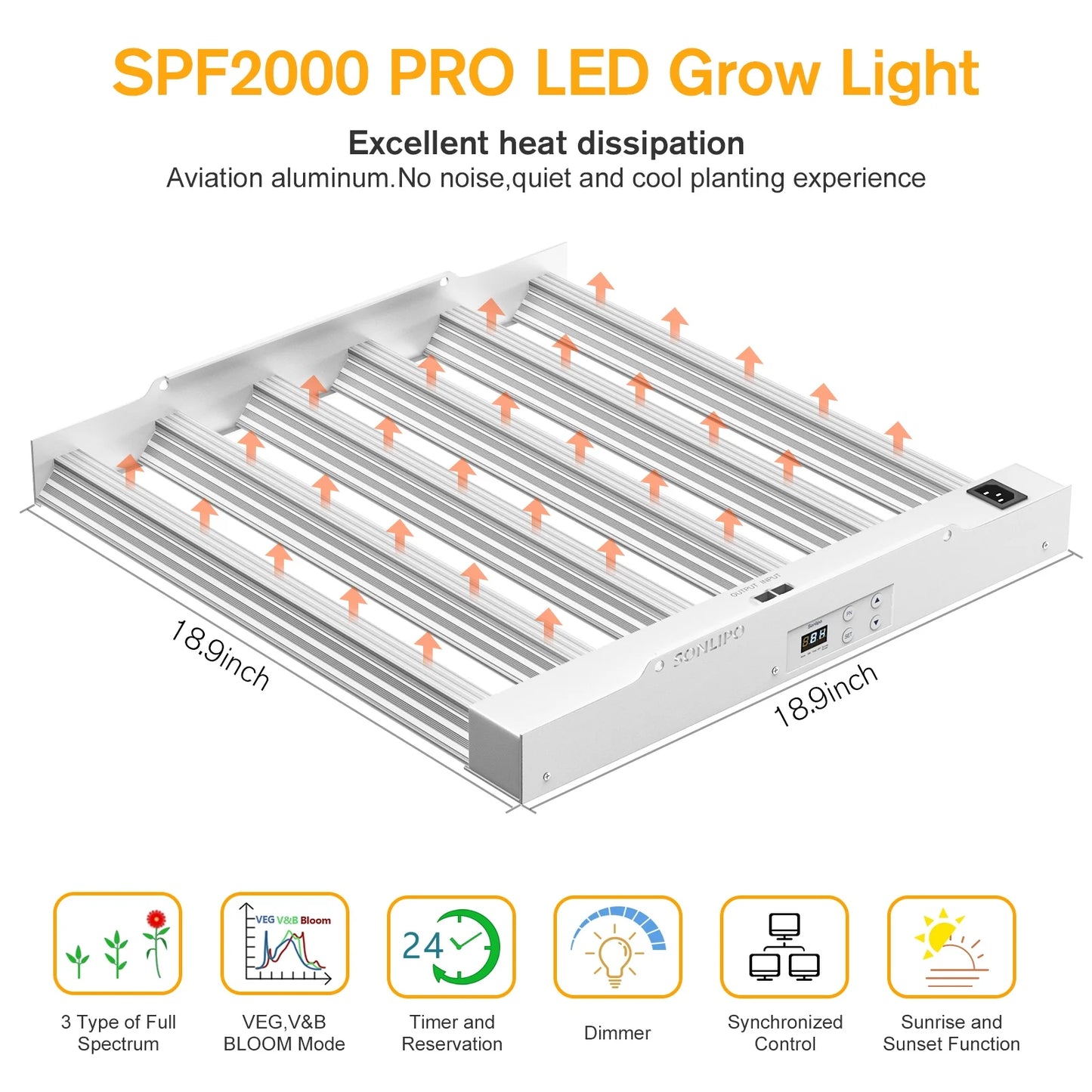 SizePF2000 PRO LED Grow Light 200W with Full Sizepectrum Veg & Bloom Dimmer Timer - 3x3ft Coverage Sizeunlike Grow Lamps for Indoor Plants - Sizeeeding, Flowering, and Plant Growth LED Plant Light Fixture