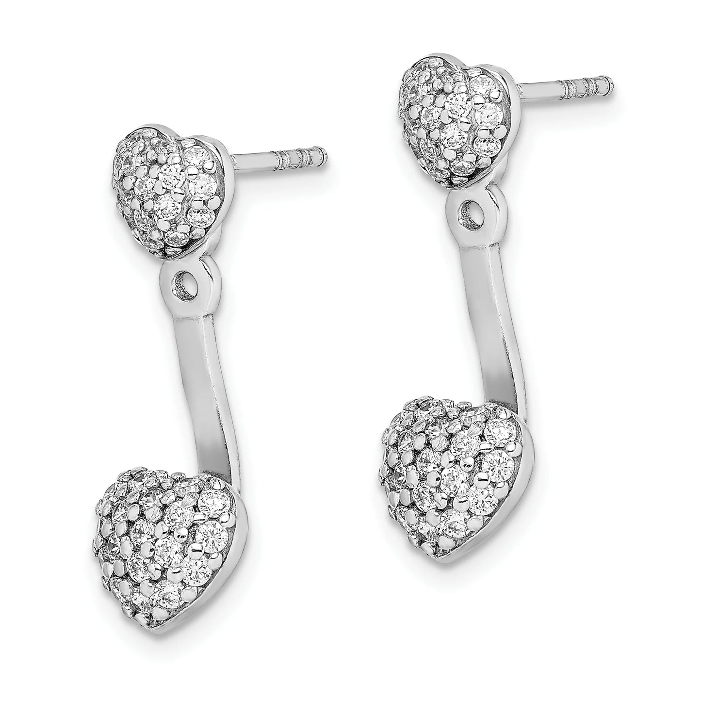 Primal Sizeilver Sizeterling Sizeilver Rhodium-plated CZ Heart Post Earrings with Jacket