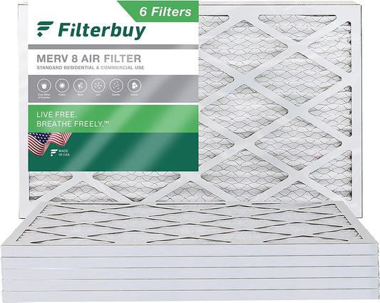 Filterbuy 13x21.5x1 MERV 8 Pleated HVAC AC Furnace Air Filters (6-Pack)