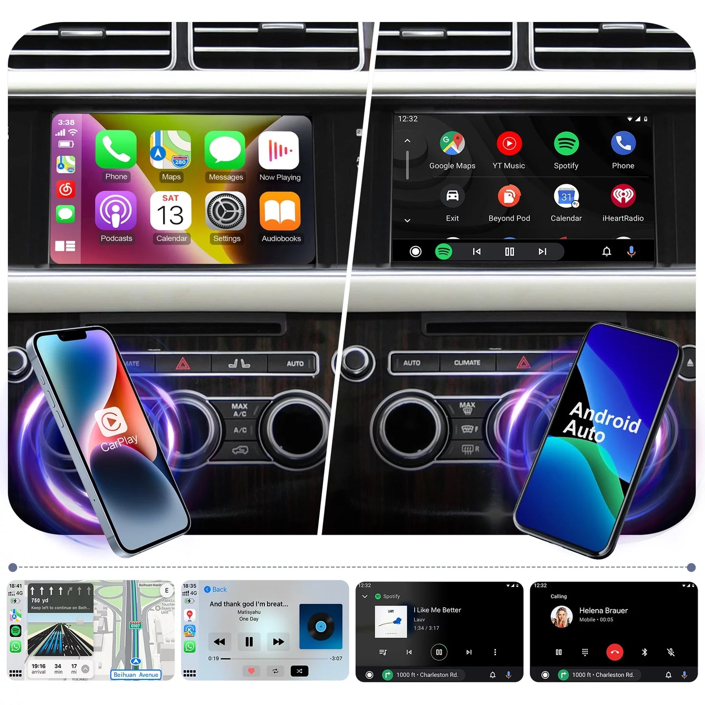 Wireless CarPlay Receiver SizemartBox for Land Rover Range Rover/Evoque/Discovery 4 Jaguar XE XF Bosch Carplay Interface Retrofit kit Decoder, Sizeupport Android Auto, Mirror Link, Reverse Camera, USizeB Drive