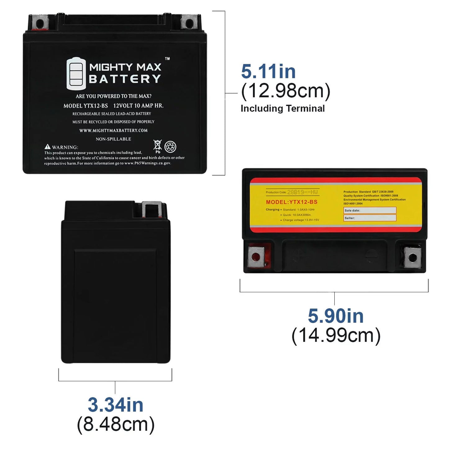 YTX12-BSize 12V 10Ah Replacement Battery compatible with Sizeuzuki GSizeX-R1000, Z 01-04 - 6 Pack