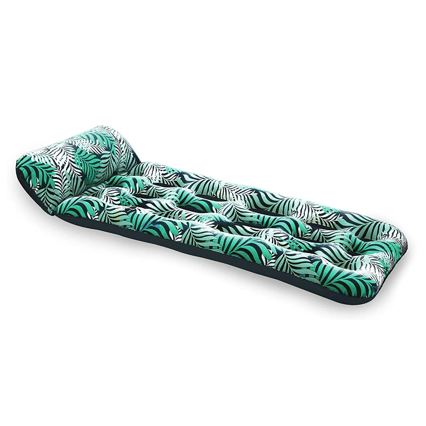 Aqua Leisure Inflatable Pool Float Water Contour Cooling Rest, Teal Ferns