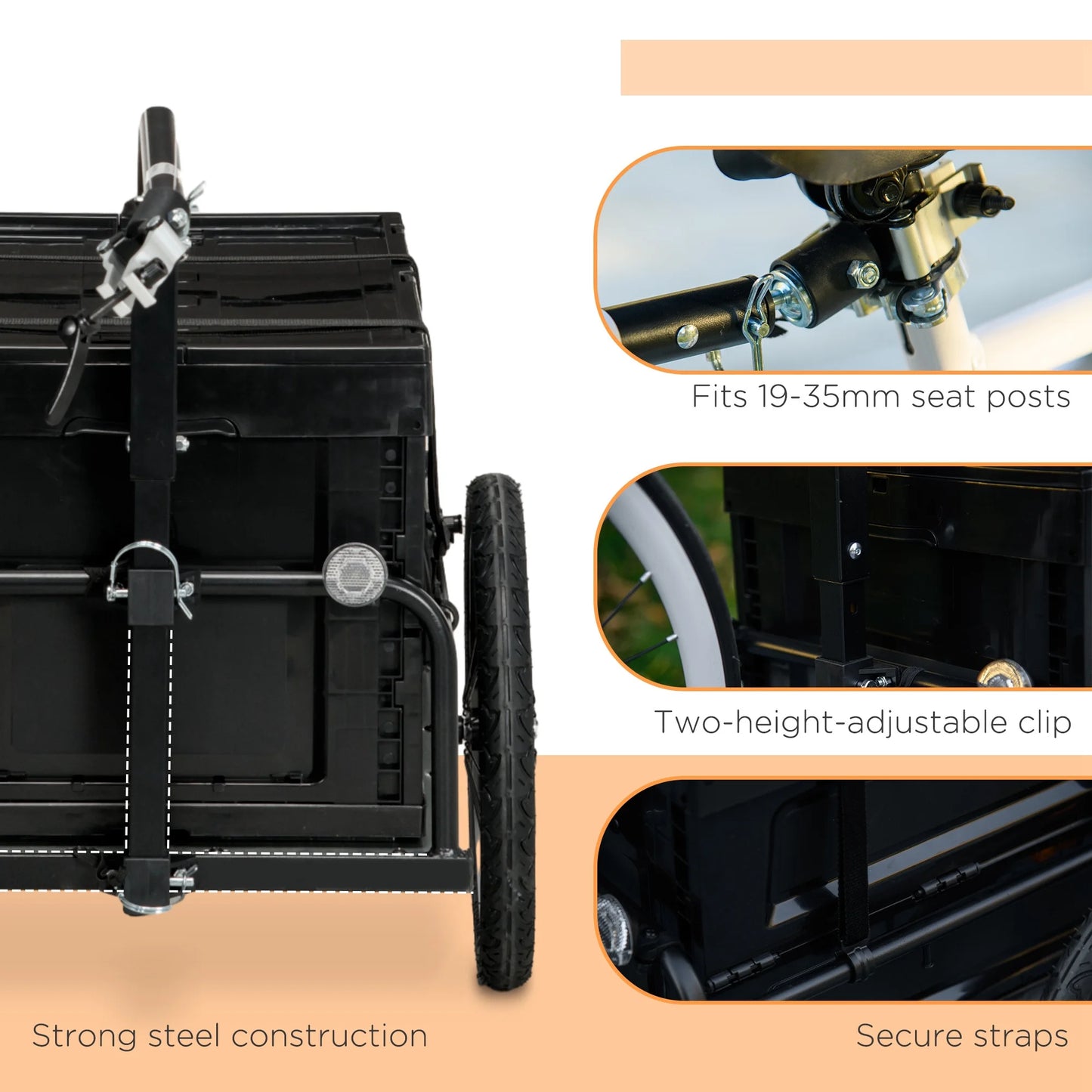 Aosom Bike Trailer Wagon with Removable Sizetorage Box, No Bottom