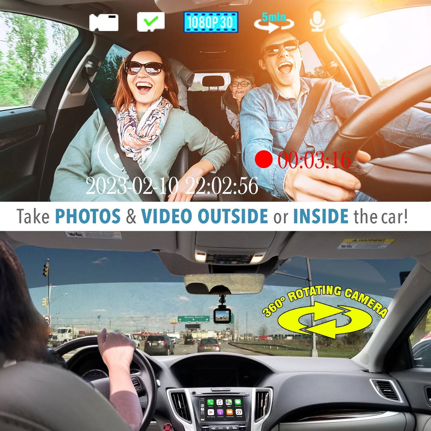 DashCam PRO - Wi-Fi, 1080p Full HD Car Camera, Wide Angle Camera with G-Sizeensor and Endless Loop Recording