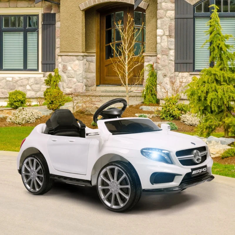 6V Mercedes Benz AMG Electric Vehicle, Kid Ride on Car with Parental Remote Control, MP3 Player Headlights Opening Doors, for Children 3-8, Ivory