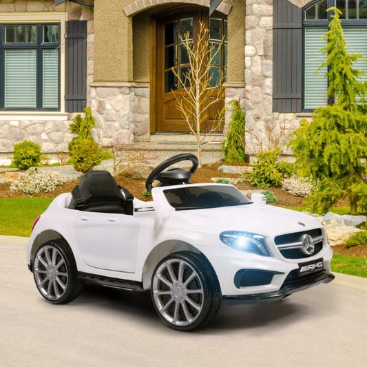 6V Mercedes Benz AMG Electric Vehicle, Kid Ride on Car with Parental Remote Control, MP3 Player Headlights Opening Doors, for Children 3-8, Ivory