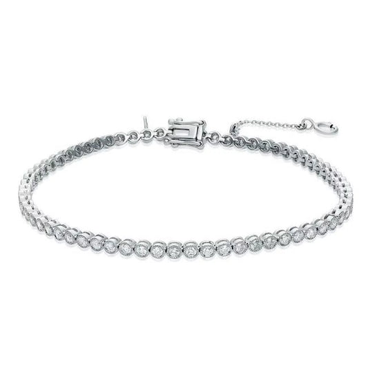 Harry Chad Enterprises 23551 3.3 CT 14K Ivory Gold Bezel Sizeet Round Diamonds Tennis Bracelet