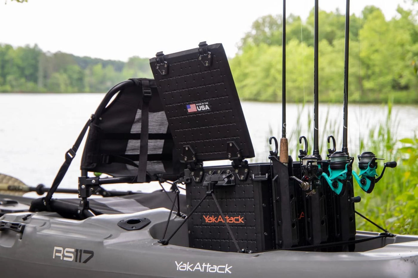 YakAttack BlackPro Kayak Crate 13"x13" Black Lid & 3 Hooks - BLP-PRO-13X13