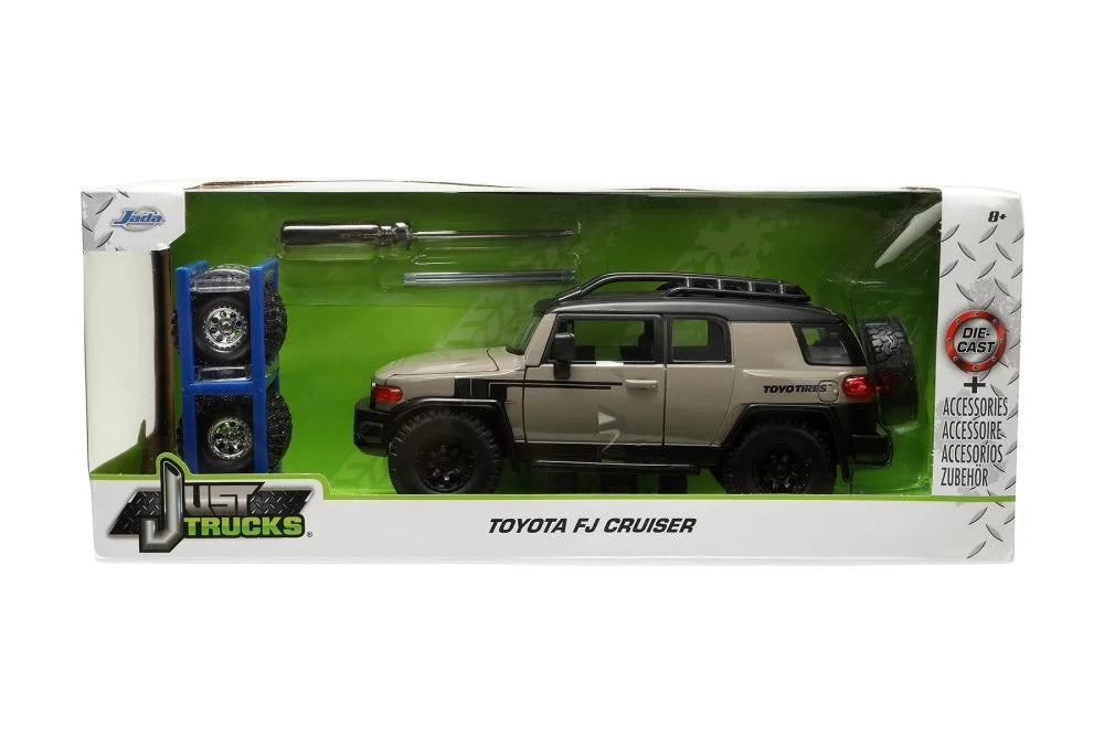 Toyota FJ Cruiser w/ Roof Rack and Extra Wheels, Beige - Jada Toys 34008 - 1/24 scale Diecast Car