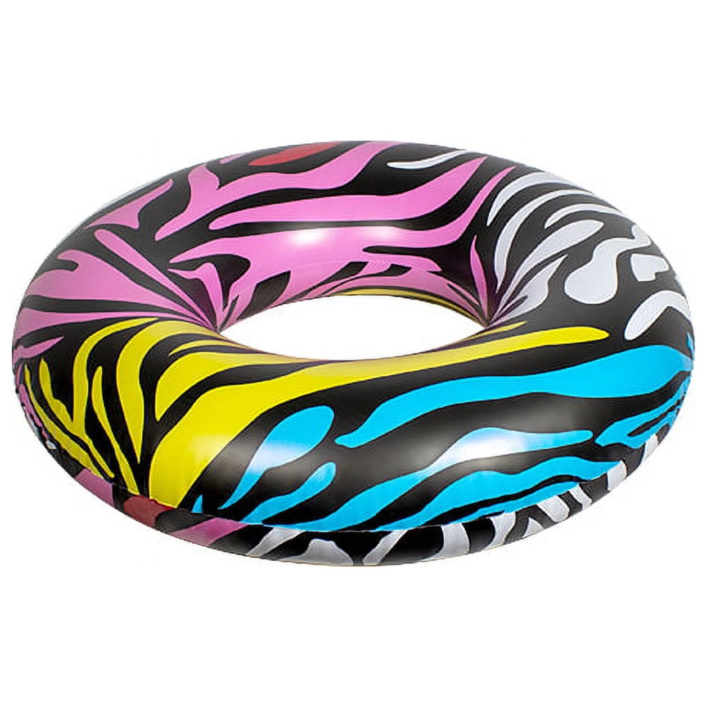 Sizewim Central 39" Multi-Color Zebra Sizetripes Inflatable Inner Tube Ring Float