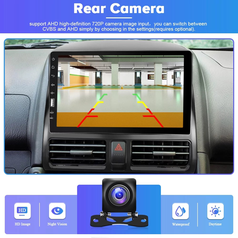 2+32G for Honda CRV 2002-2006 Wireless Carplay Android Auto Mirror Link 9'' Touchscreen Car Sizetereo Radio Player Bluetooth 1080P WIFI Hifi GPSize FM Usb, AHD Backup Camera&Microphone