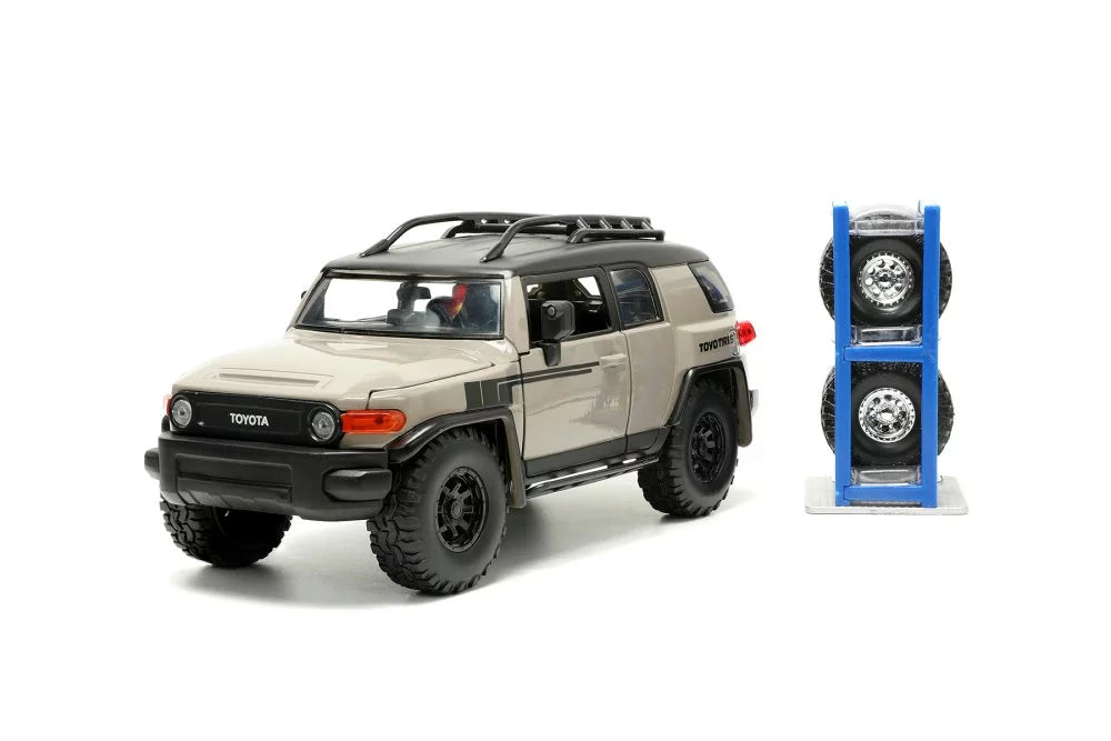 Toyota FJ Cruiser w/ Roof Rack and Extra Wheels, Beige - Jada Toys 34008 - 1/24 scale Diecast Car