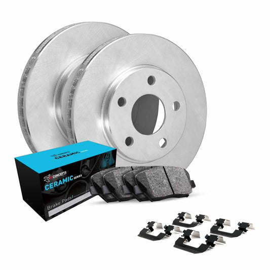 R1 Concepts Front Brakes and Rotors Kit |Front Brake Pads| Brake Rotors and Pads| Ceramic Brake Pads and Rotors |Hardware Kit WFWH1-67107