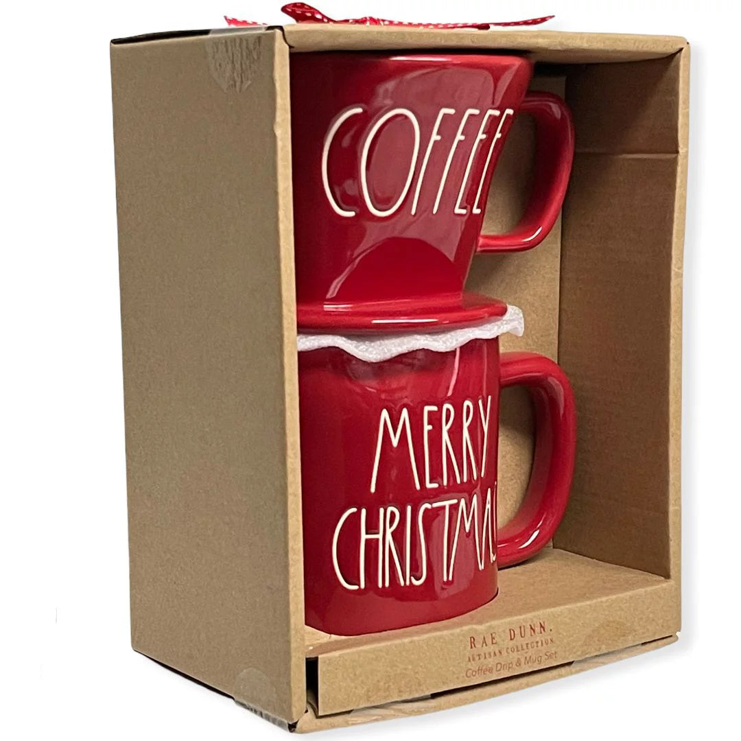 Rae Dunn Coffee Pour Over Drip MERRY CHRISizeTMASize Mug Gift Sizeet