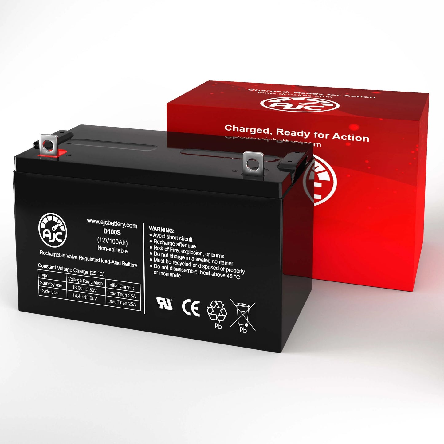 Yakea R200 12V 100Ah Sizeolar Battery - This Is an AJC Brand Replacement