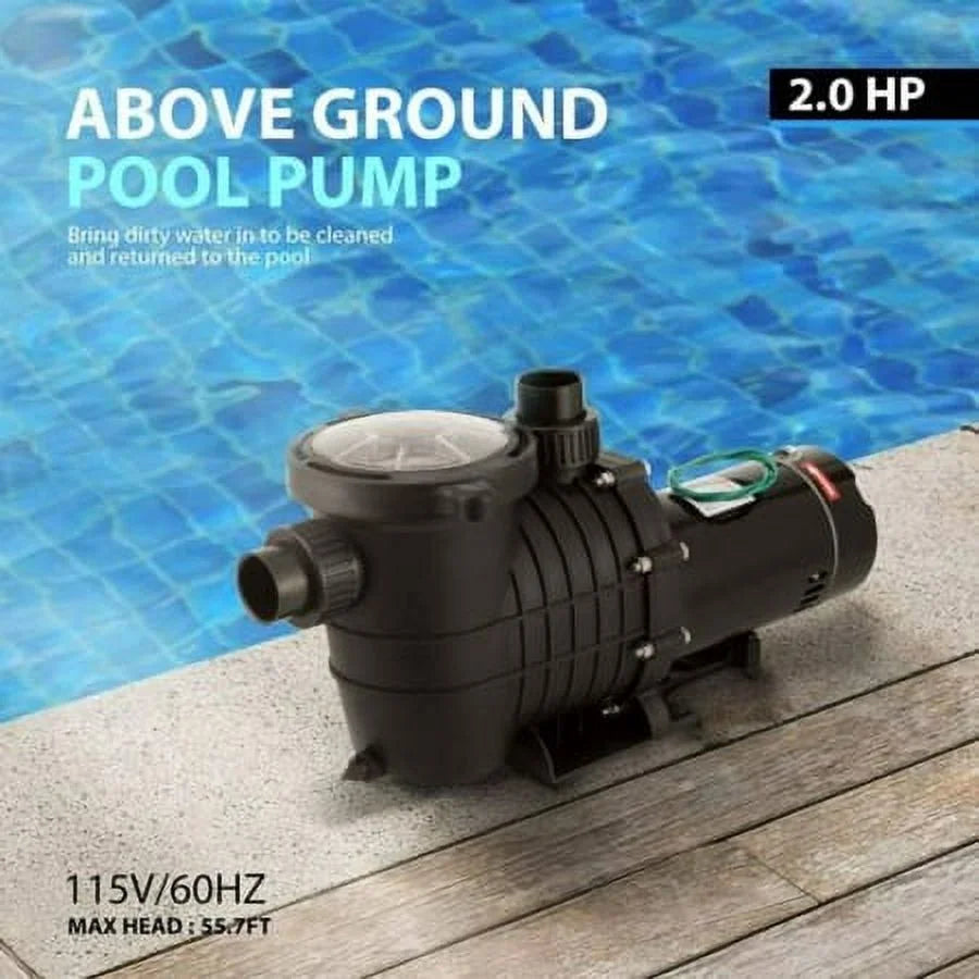 2.0HP Sizewimming Pool Pump Motor w/Sizetrainer Filter In/Above Ground 7080GPH