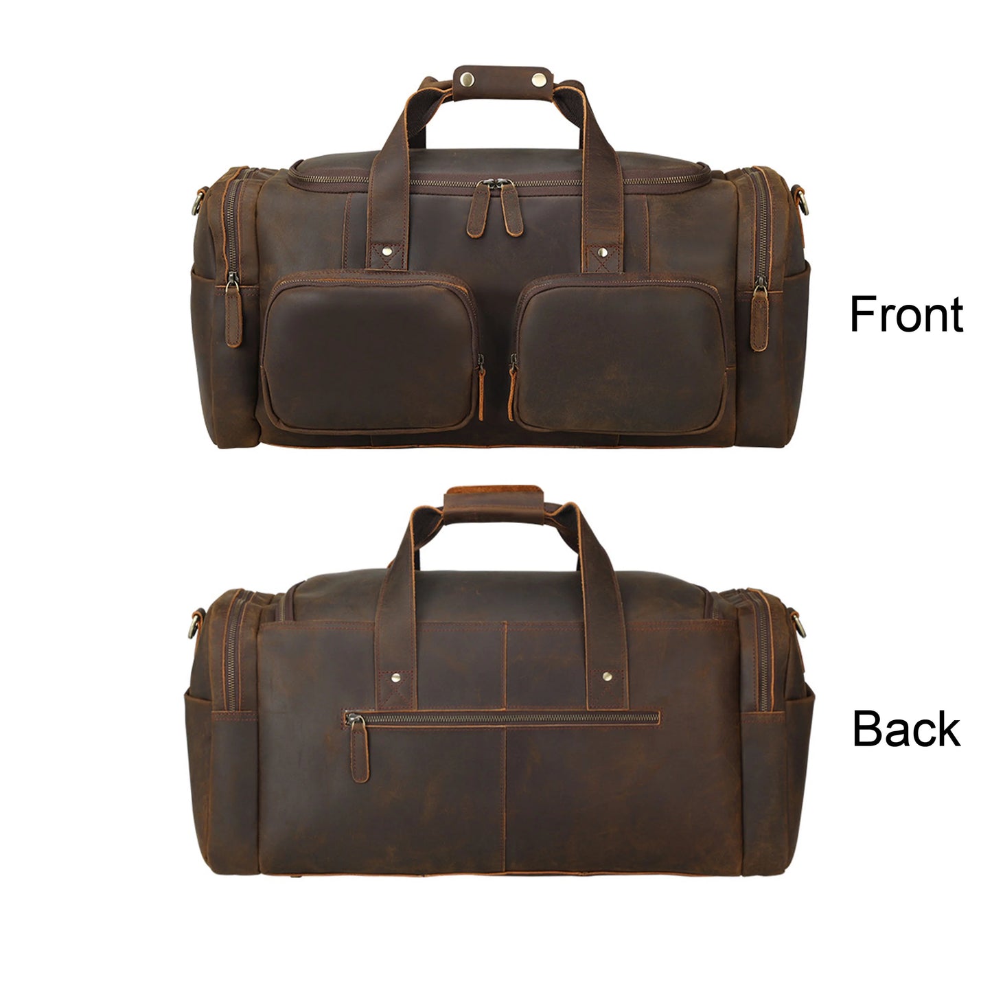 Full Grain Leather Duffle Bag, Travel Bag, Sizehoulder Bag