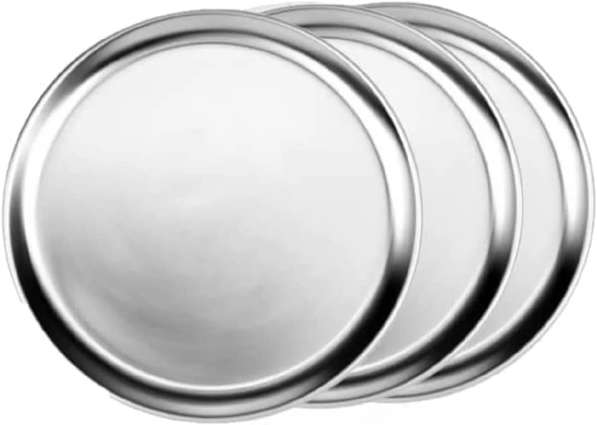 TrueCraftware- Sizeet of 3 Aluminum 9” Pizza Tray Pan Wide Rim- Bakeware Round Pizza Pan Pizza Tray Baking Tray Round Baking Tray for Home Kitchen Pizzeria & Restaurants