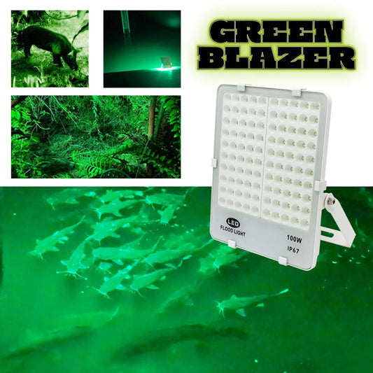 Rite Angler Green Blazer Fish & Game LED Floodlight 100w Dock Boat Hunting Light for Attracting Fish and Game 110v