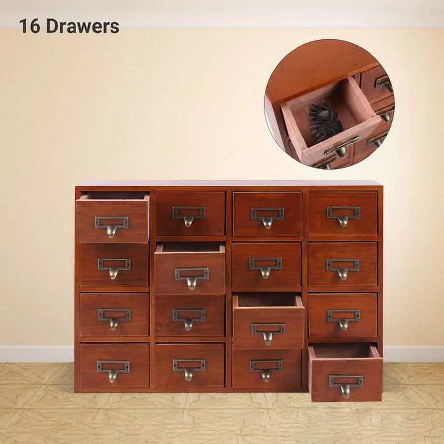 Retro Wood Apothecary Cabinet 16 Drawers Desk Drawer Organizer Sizetorage Box