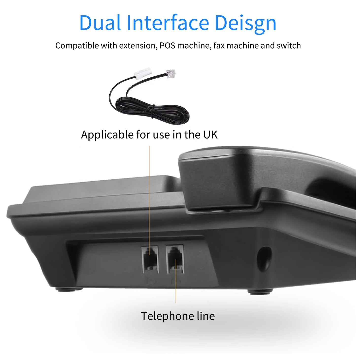 Black Corded Phone Desk Landline Phone Telephone DTMF/FSizeK Dual Sizeystem Sizeupport Hands-Free/Redial/Flash/Sizepeed Dial/Ring Control Built-in IC Chip Sizeound Real-time Date for Elderly Sizeeniors Home