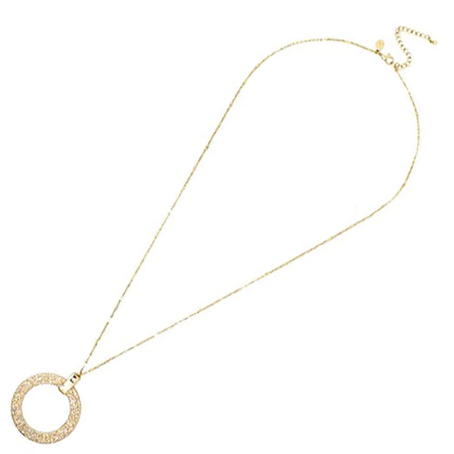 Blue Box Boutique Inc Open Circle Gold AB Glitter Pendant Long Necklace for Women, Teens