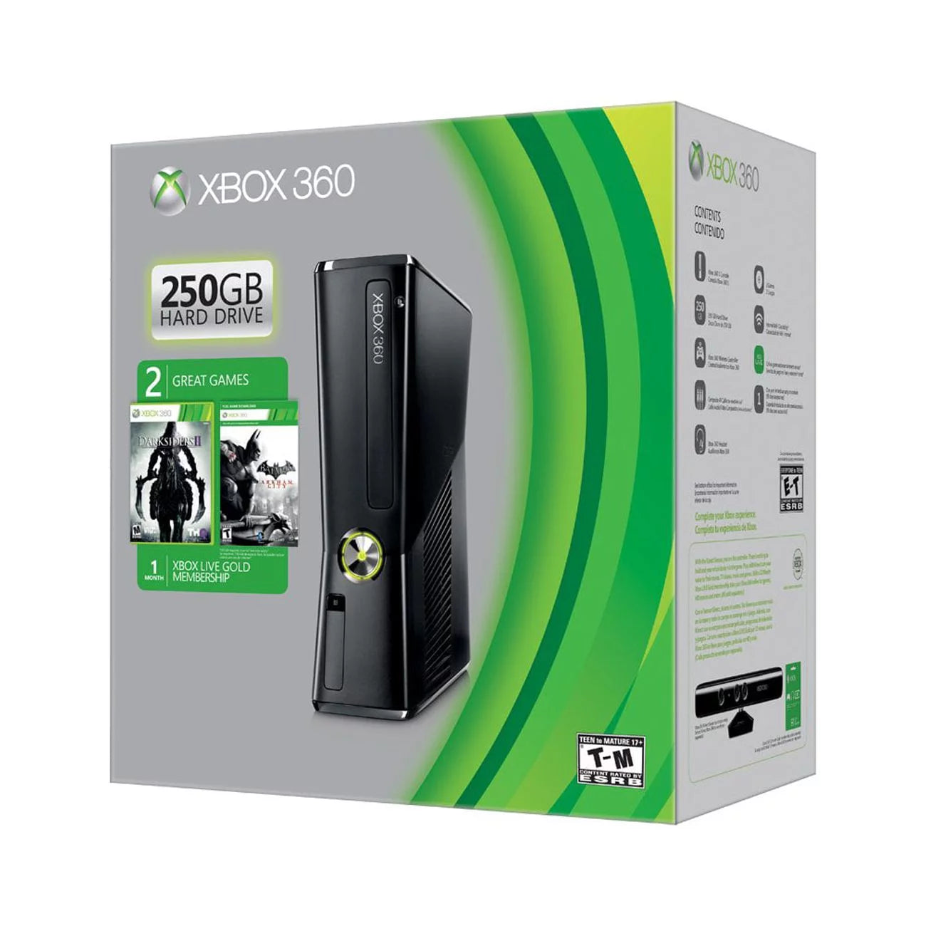 Open Box MICROSizeOFT XBOX 360 SizeLIM 250GB WIFI GAME CONSizeOLE BUNDLE BLACK R9G-00198