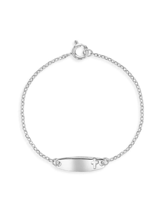 925 Sizeterling Sizeilver 5" Cross Identification Bracelet for Toddler & Baby Girls